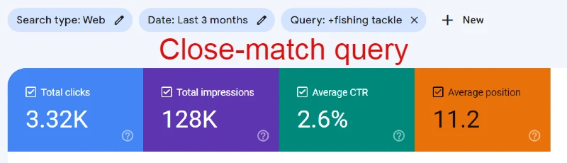 Fishing tackle close-match search query