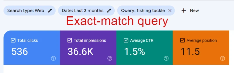 Fishing tackle exact-match query